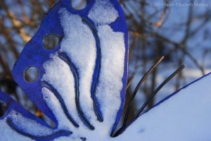 wrought iron Butterfly dusted in snow